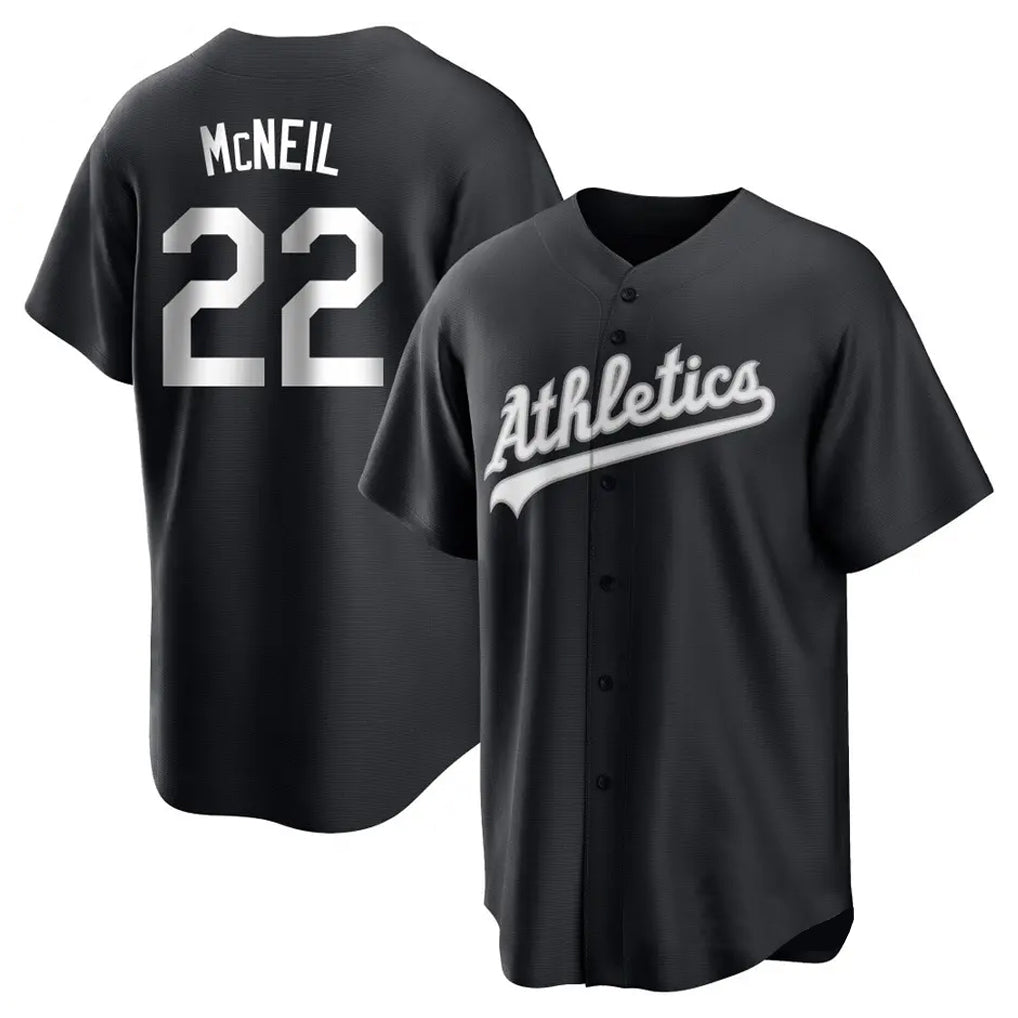 Athletics #22 Jeff McNeil Player Black Fashion Home Game Jdoa Stitched Jerseys