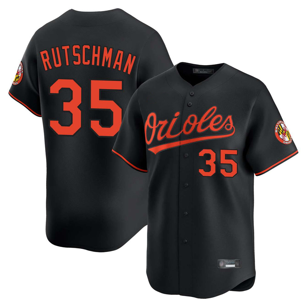B.Orioles #35 Adley Rutschman Player Black Limited Home Game Jdoa Stitched Jerseys