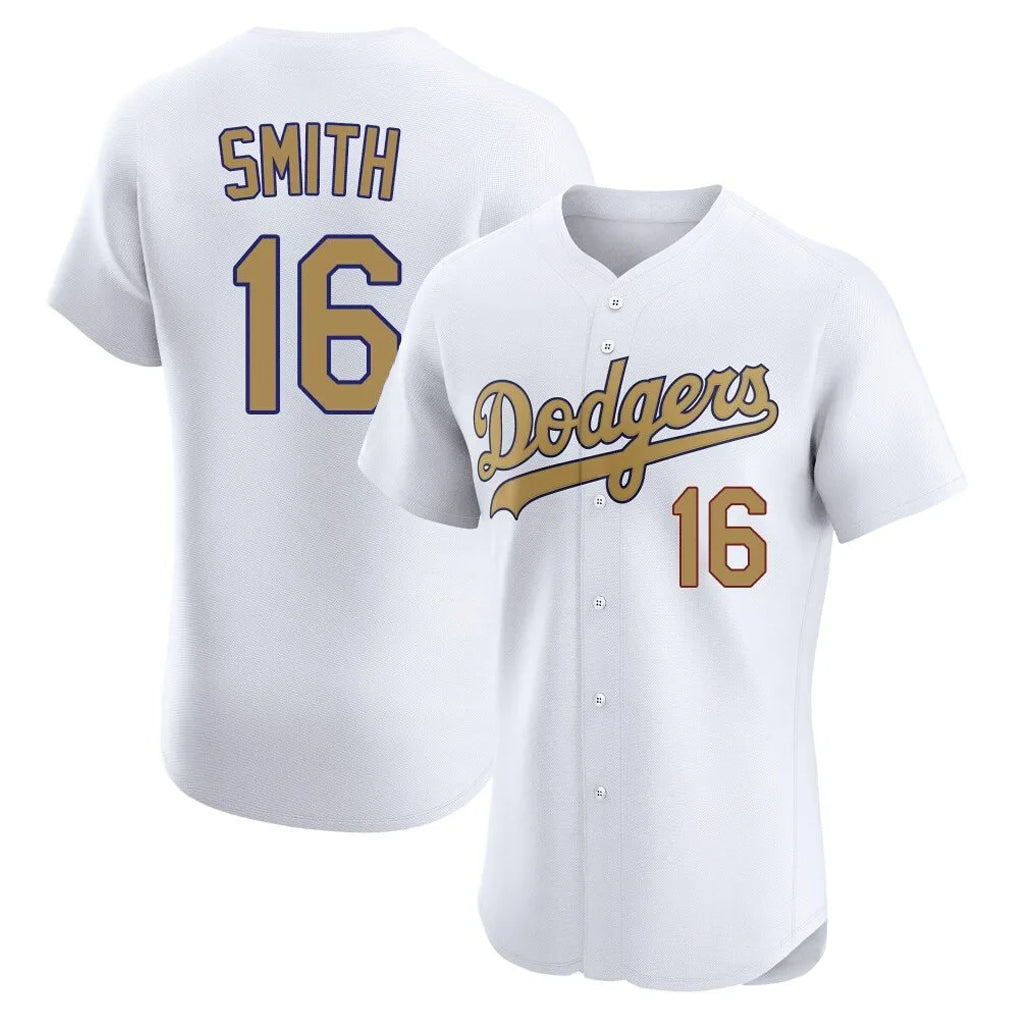 LA.Dodgers #16 Will Smith Player Gold Limited Elite Home Jdoa Stitched Jerseys