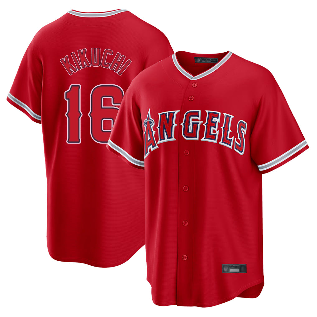 LA.Angels #16 Yusei Kikuchi Player Red Home Game Jdoa Stitched Jerseys