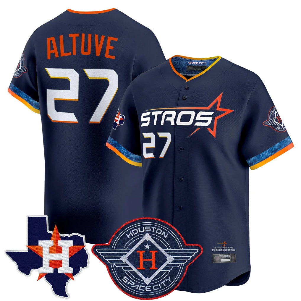 H.Astros #27 Jose Altuve Player Navy City Connect Texas Patch Vapor Premier Limited Home Jdoa Stitched Jerseys