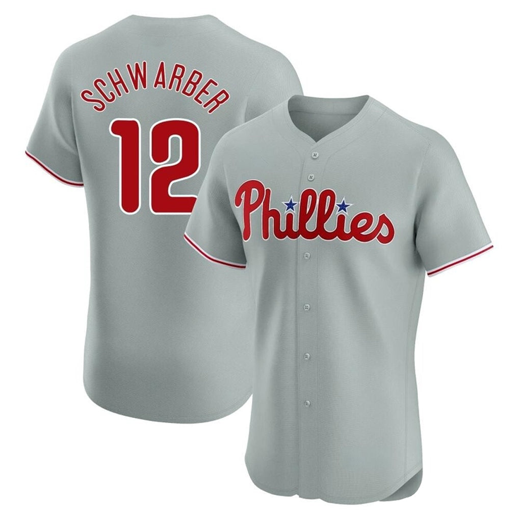 P.Phillies #12 Kyle Schwarber Player Gray Home Limited Elite Jdoa Stitched Jerseys