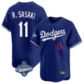 LA.Dodgers #11 Roki Sasaki Player Royal World Series Meet Limited Home Jdoa Stitched Jerseys