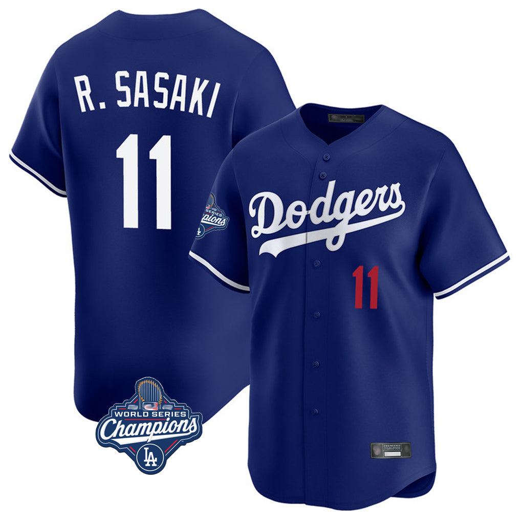 LA.Dodgers #11 Roki Sasaki Player Royal World Series Meet Limited Home Jdoa Stitched Jerseys