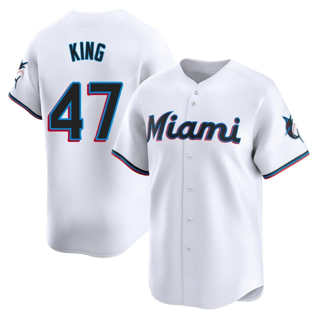 M.Marlins #47 John King Player White  Home Limited Jdoa Stitched Jerseys