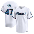 M.Marlins #47 John King Player White  Home Limited Jdoa Stitched Jerseys