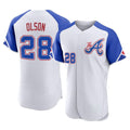 A.Braves #28 Matt Olson Player White City Connect Limited Elite Home Game Jdoa Stitched Jerseys