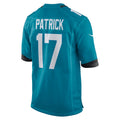 Jdoa J.Jaguars #17 Tim Patrick Teal Team Game Jersey