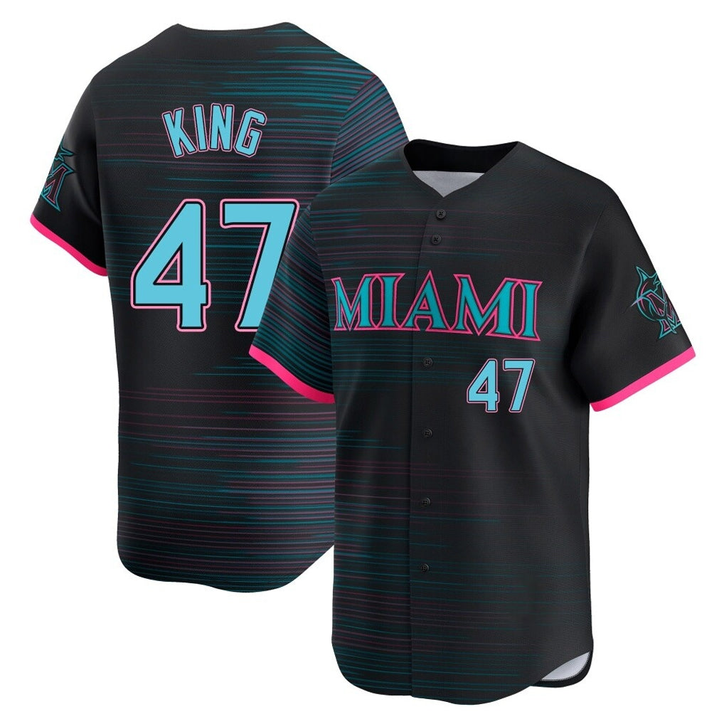 M.Marlins #47 John King Player Black City Connect Home Limited Jdoa Stitched Jerseys