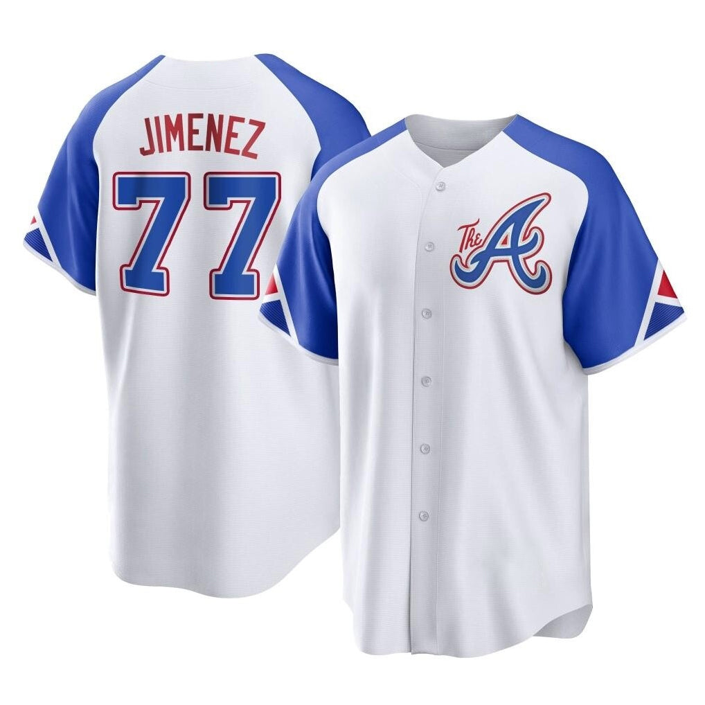 A.Braves #77 Joe Jimenez Player White City Connect Home Game Jdoa Stitched Jerseys