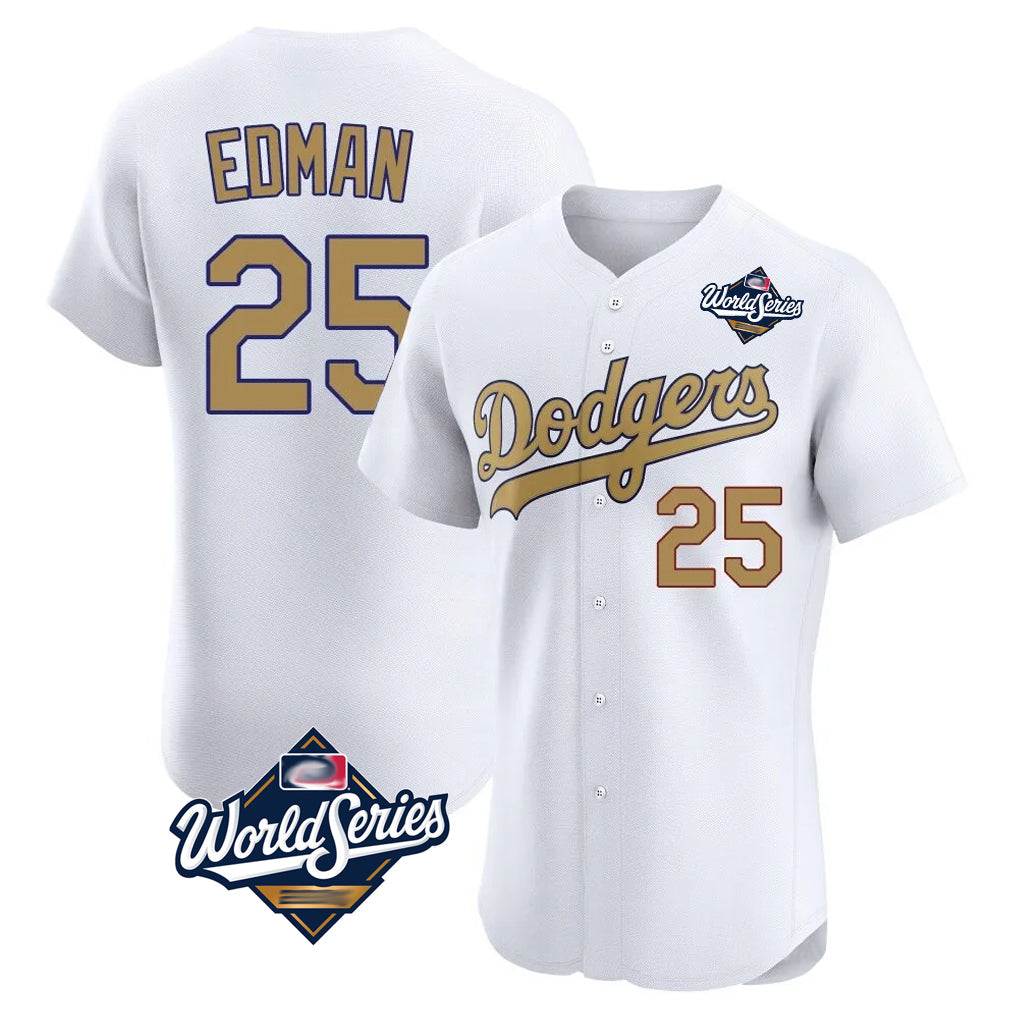 LA.Dodgers #25 Tommy Edman Player Gold World Series Limited Elite Home Jdoa Stitched Jerseys