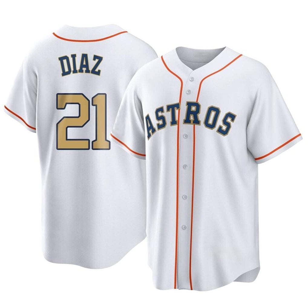 H.Astros #21 Yainer Diaz Player Gold Collection Game Home Jdoa Stitched Jerseys