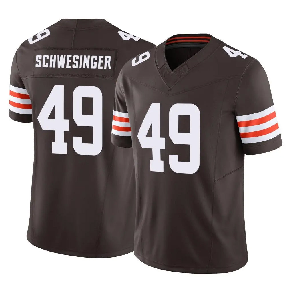 C.Browns #49 Carson Schwesinger Player Brown Vapor F.U.S.E. Limited Home Game Jdoa Stitched Jerseys