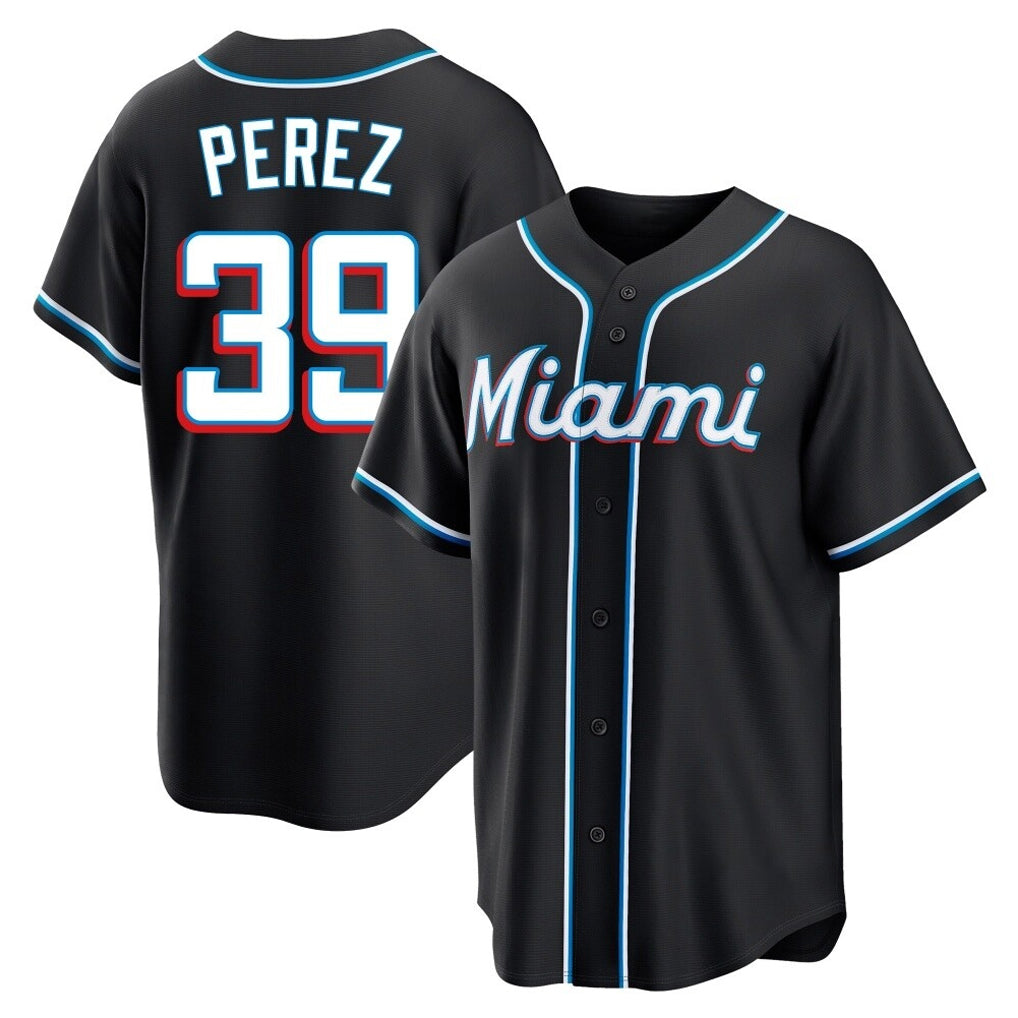 M.Marlins #39 Eury Perez Player Black Fashion Out Home Game Jdoa Stitched Jerseys