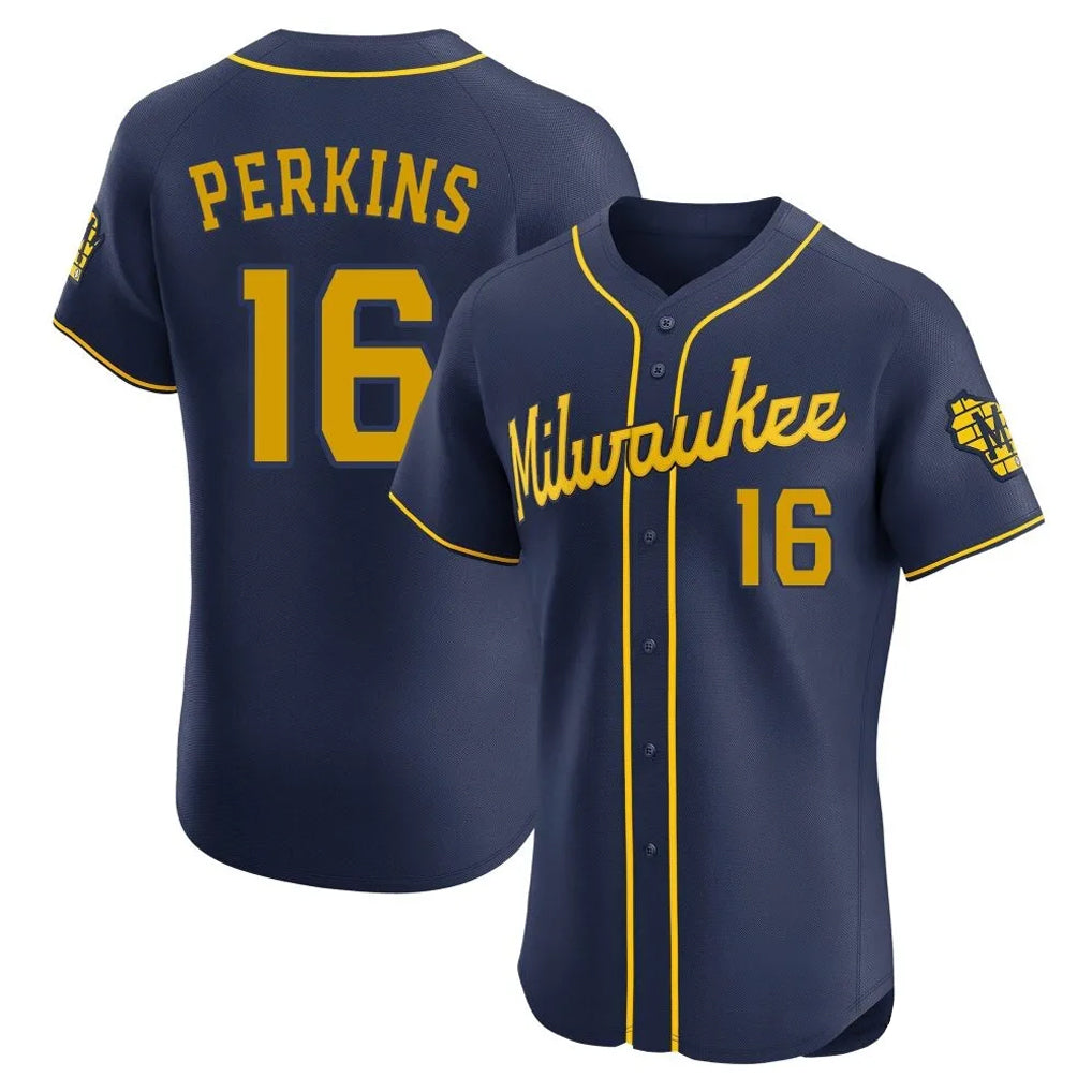 M.Brewers #16 Blake Perkins Player Navy Home Limited Elite Jdoa Stitched Jerseys