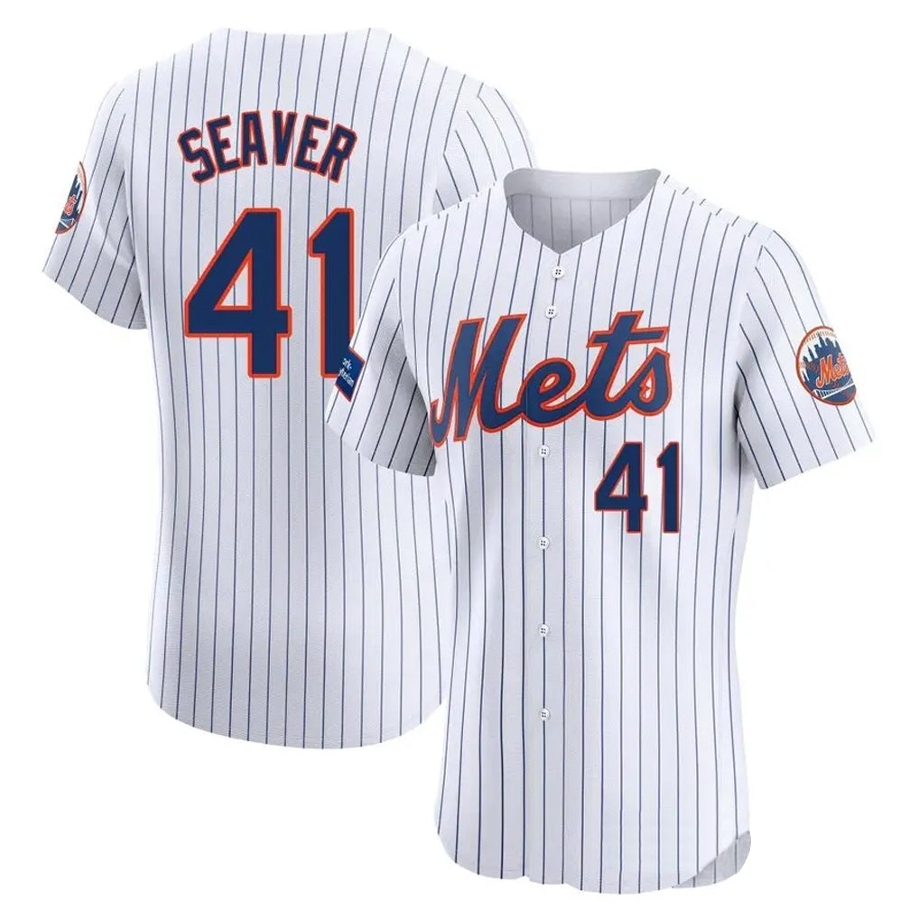 NY.Mets #41 Tom Seaver Player White Home Limited Elite Jdoa Stitched Jerseys