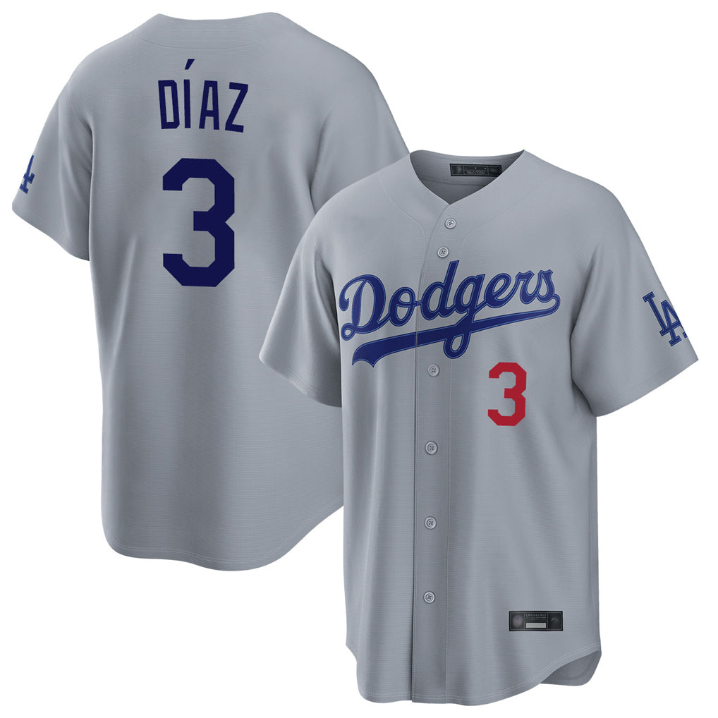 LA.Dodgers #3 Edwin D¨ªaz Player Gray Game Home Jdoa Stitched Jerseys