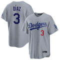 LA.Dodgers #3 Edwin D¨ªaz Player Gray Game Home Jdoa Stitched Jerseys
