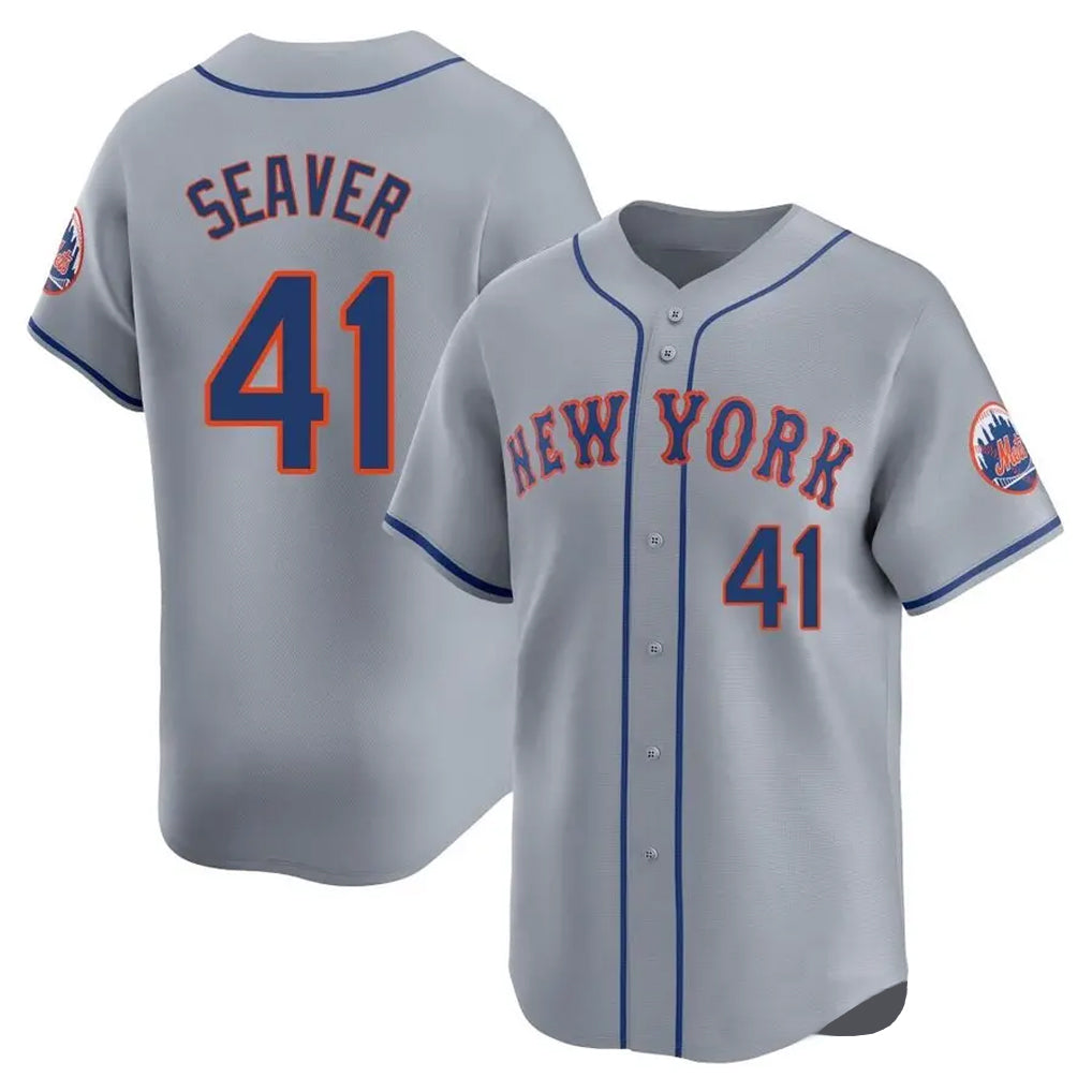 NY.Mets #41 Tom Seaver Player Gray Road Limited Home Jdoa Stitched Jerseys