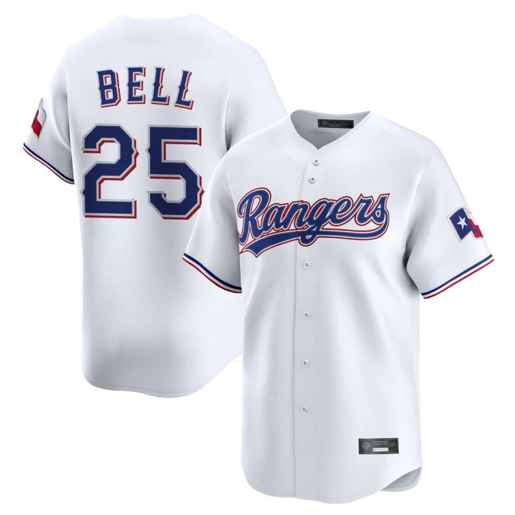 T.Rangers #25 Buddy Bell Player White Home Limited Jdoa Stitched Jerseys
