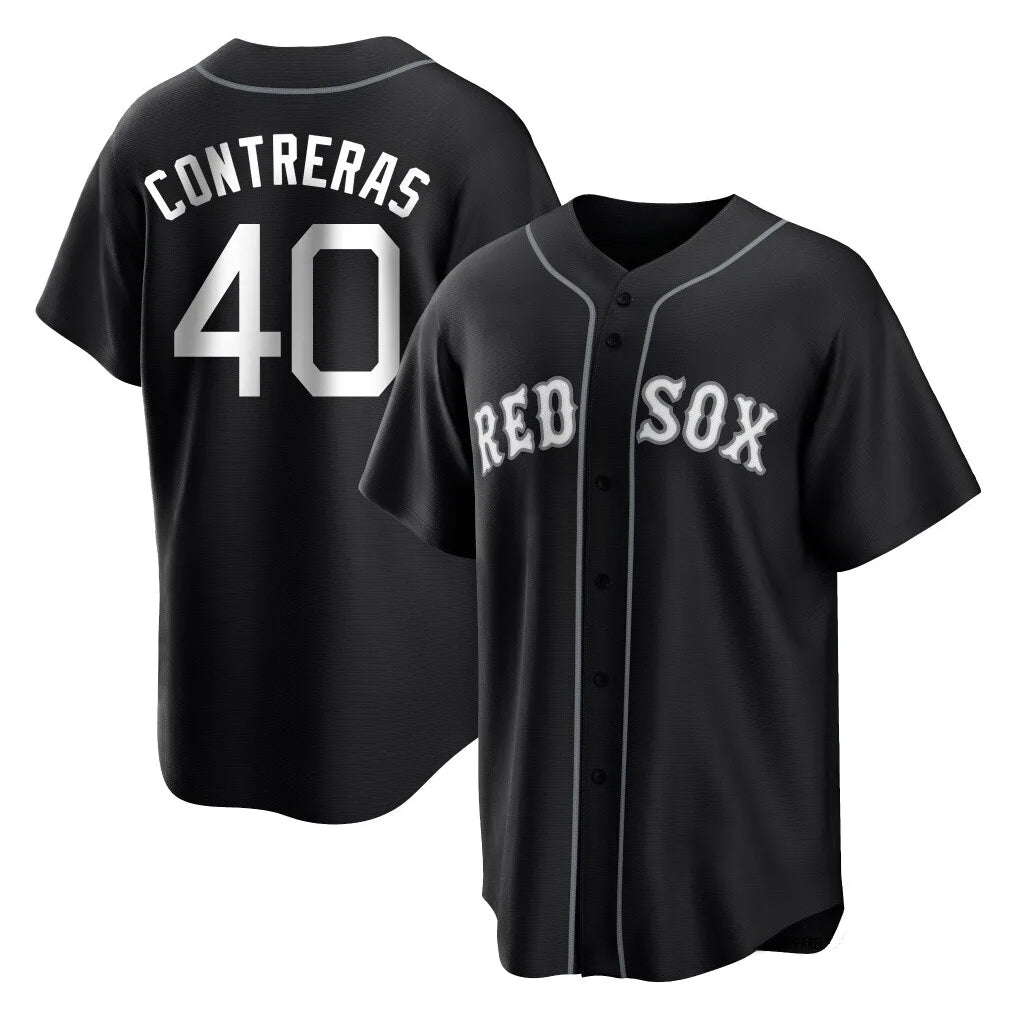 B.Red Sox #40 Willson Contreras Player Black Home Game Jdoa Stitched Jerseys