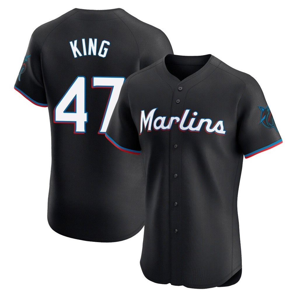 M.Marlins #47 John King Player Black Vapor Home Limited Elite Jdoa Stitched Jerseys