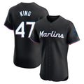 M.Marlins #47 John King Player Black Vapor Home Limited Elite Jdoa Stitched Jerseys