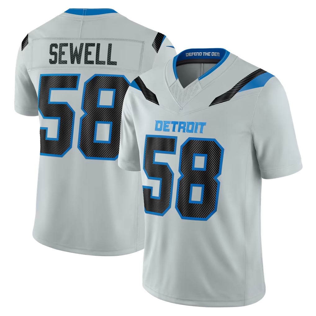 D.Lions #58 Penei Sewell Player Silver Limited 2026 Rivalries Collection Home Game Jdoa Stitched Jerseys