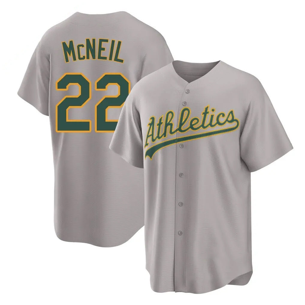 Athletics #22 Jeff McNeil Player Gray Home Game Jdoa Stitched Jerseys
