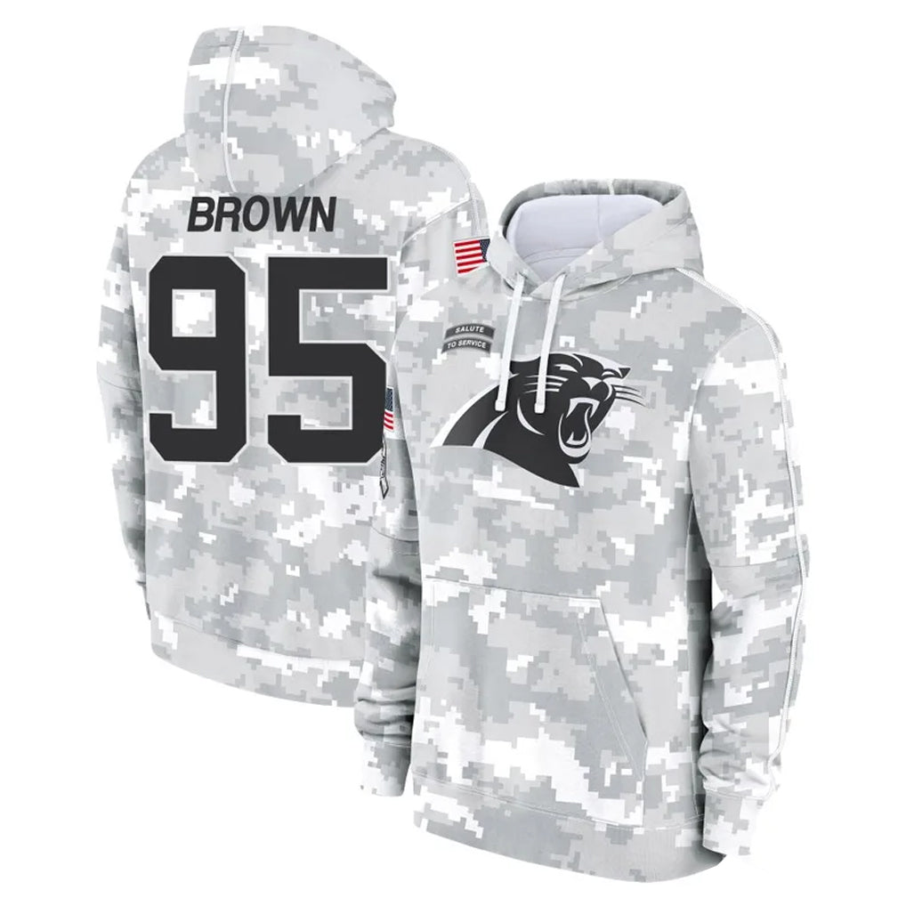 C.Panthers #95 Derrick Brown Player Arctic Camo Salute to Service Pullover Hoodies Limited Game Jdoa Stitched Jerseys