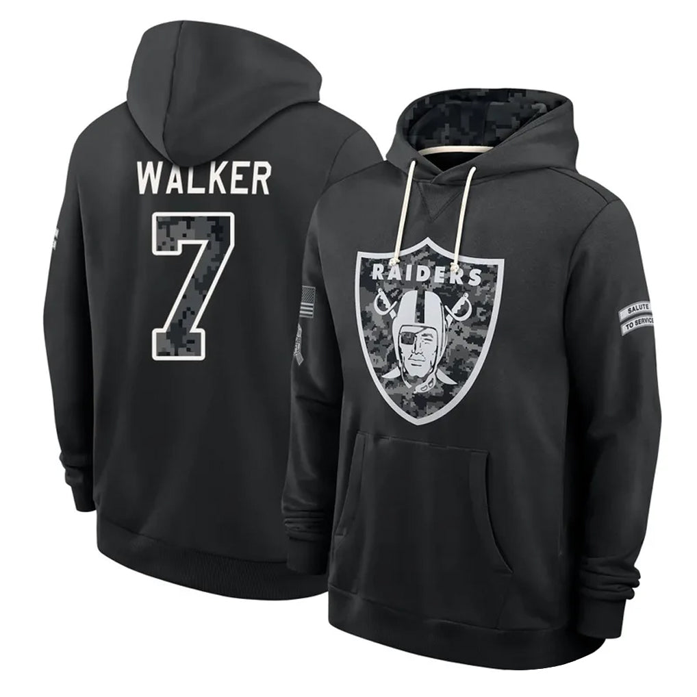 LV.Raiders #7 Quay Walker Player 2026 Black Logo Pullover Hoodies Limited Game Stitched Jerseys