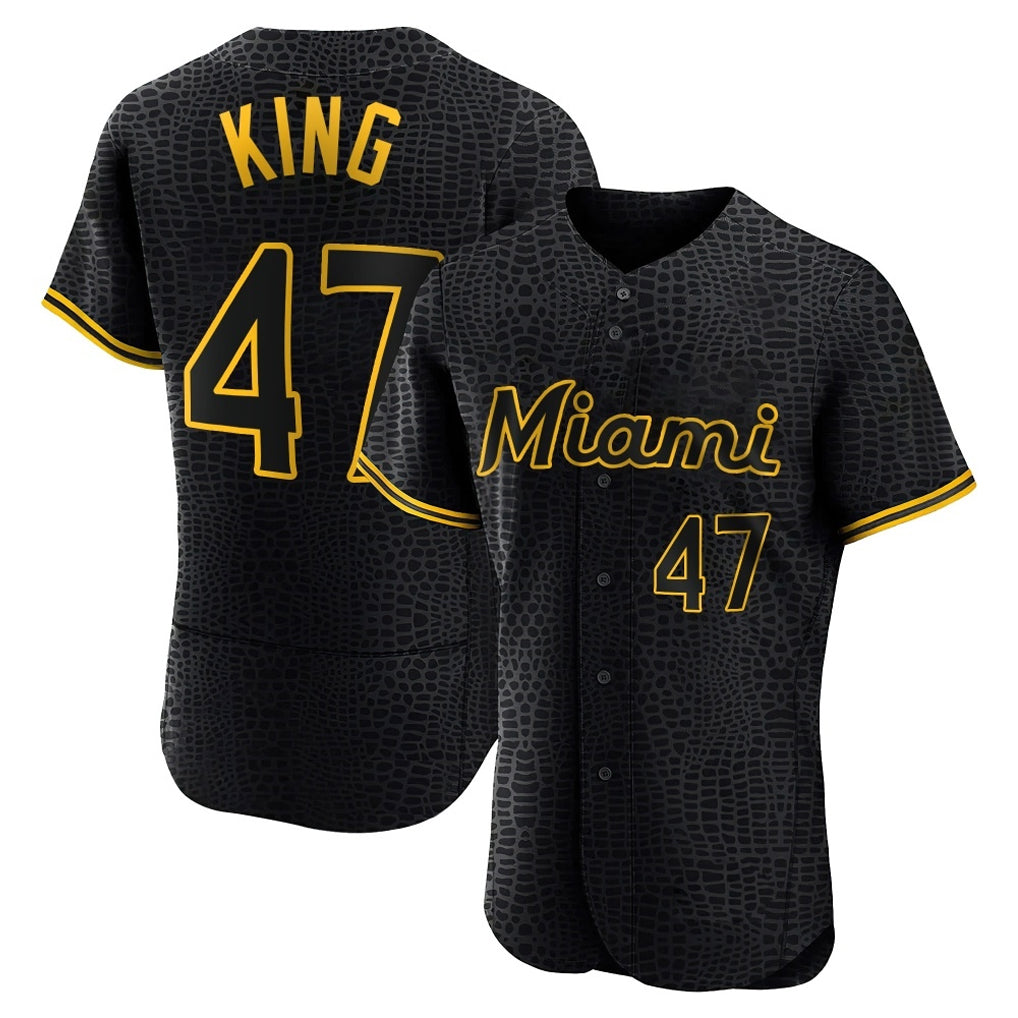 M.Marlins #47 John King Player Black Snake Skin City Home Limited Elite Jdoa Stitched Jerseys
