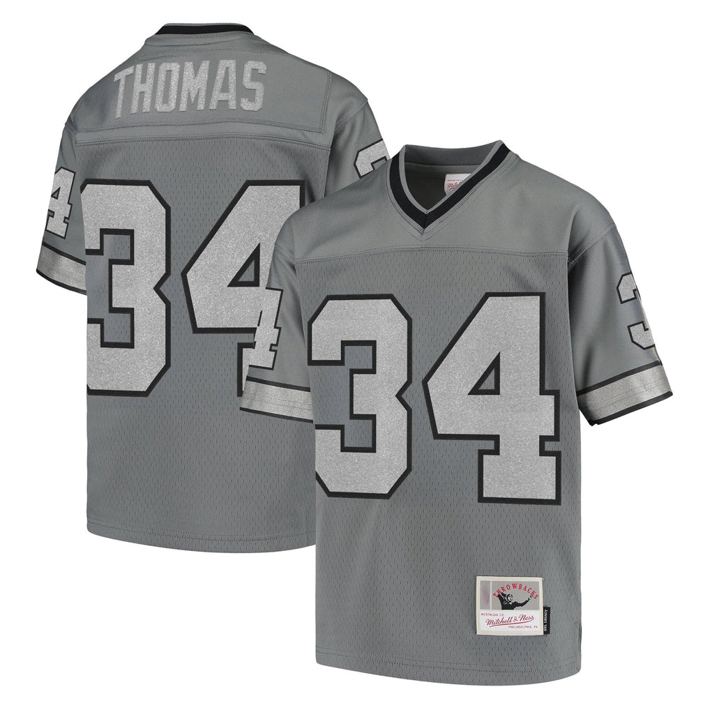 B.Bills #34 Thurman Thomas Player Gray Throwback Replica Jdoa Stitched Jerseys