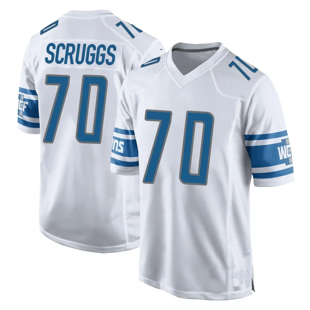 D.Lions #70 Juice Scruggs Player White Home Game Jdoa Stitched Jerseys