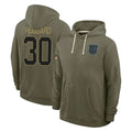 C.Panthers #30 Chuba Hubbard Player Olive Salute to Service Hoodies Game Jdoa Stitched Jerseys