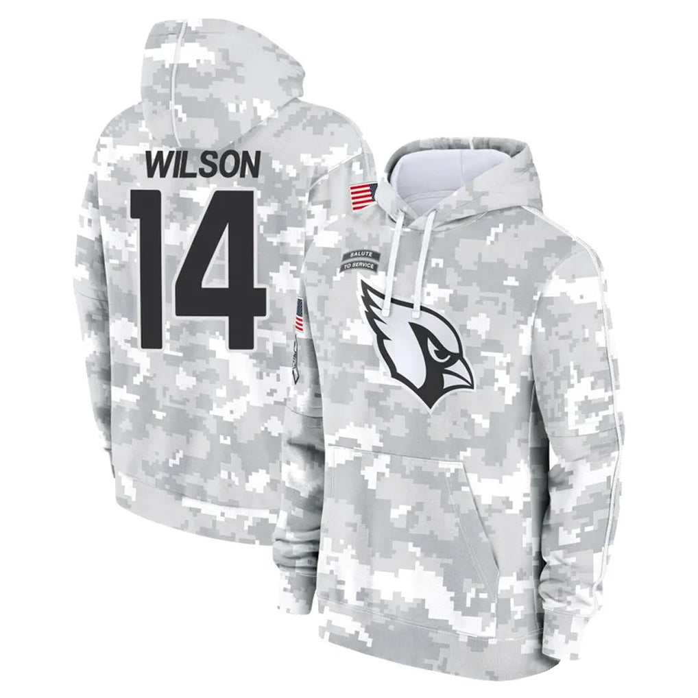 A.Cardinals #14 Michael Wilson Player Arctic Camo Salute to Service Hoodies Jdoa Stitched Jerseys