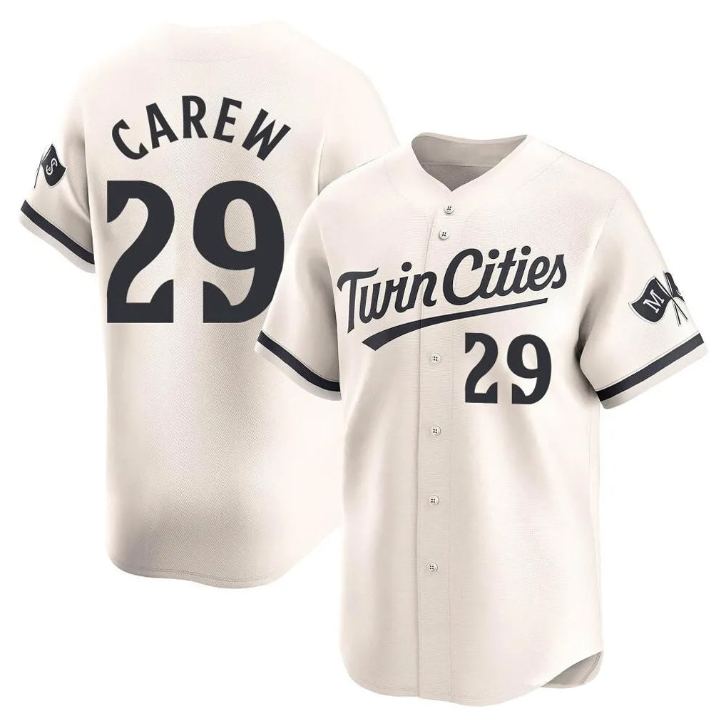 M.Twins #29 Rod Carew Player Cream Home Limited Jdoa Stitched Jerseys