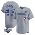T.Blue Jays #47 Addison Barger Player Gray 2025 World Series Jdoa Stitched Jerseys