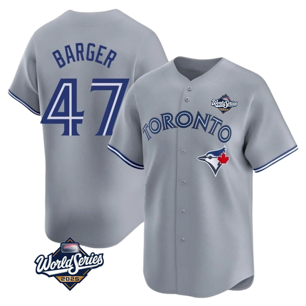 T.Blue Jays #47 Addison Barger Player Gray 2025 World Series Jdoa Stitched Jerseys