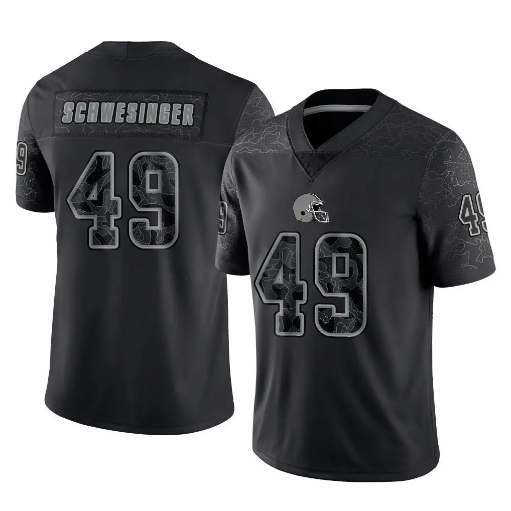 C.Browns #49 Carson Schwesinger Player Black Reflective Home Game Jdoa Stitched Jerseys