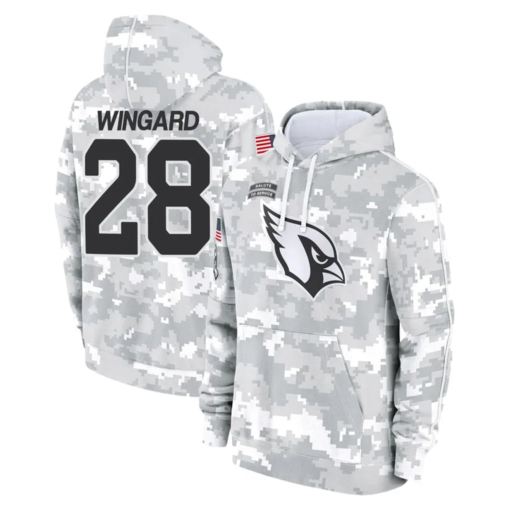 A.Cardinals #28 Andrew Wingard Player Arctic Camo Limited Salute to Service Pullover Hoodies Game Jdoa Stitched Jerseys