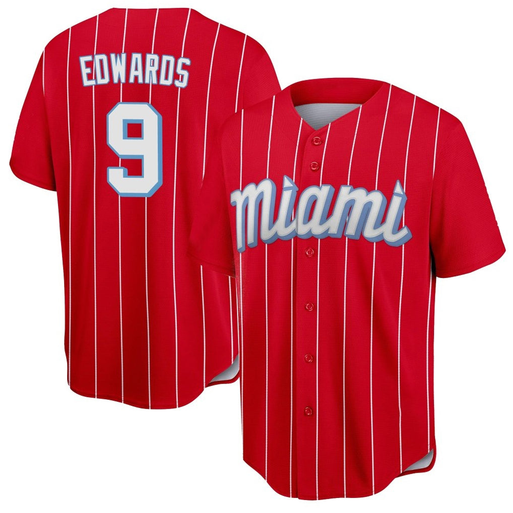 M.Marlins #9 Xavier Edwards Player Red City Connect Home Game Jdoa Stitched Jerseys