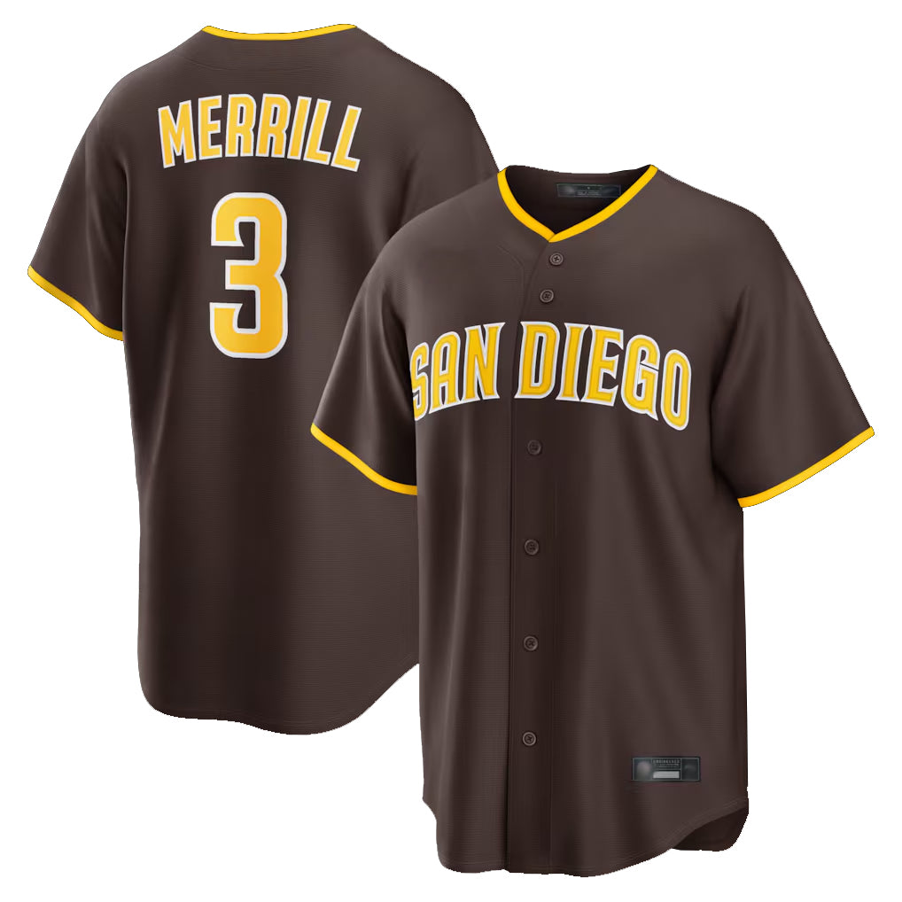 S.Diego Padres #3 Jackson Merrill Player Brown Home Game Jdoa Stitched Jerseys