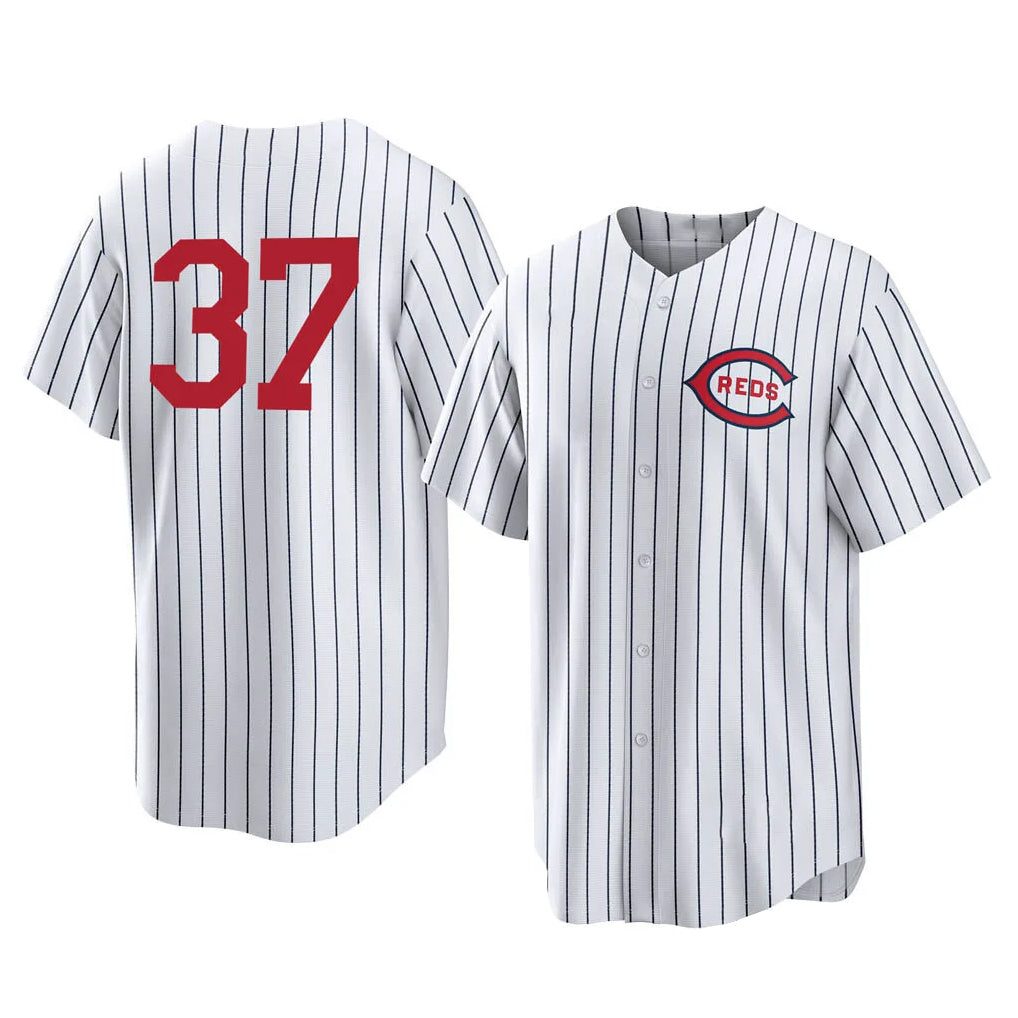 C.Reds #37 Tyler Stephenson Player White Stripe Field of Dreams Game Home Jdoa Stitched Jerseys