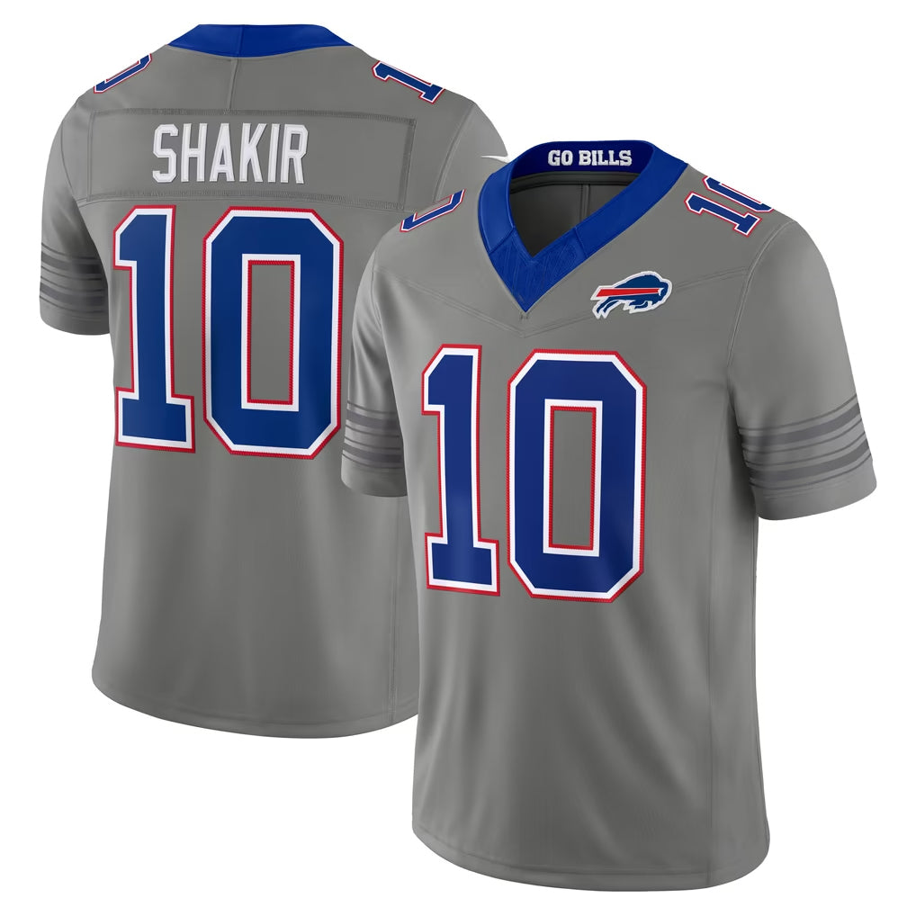 B.Bills #10 Khalil Shakir Player Gray Limited Nickel City Home Game Jdoa Stitched Jerseys