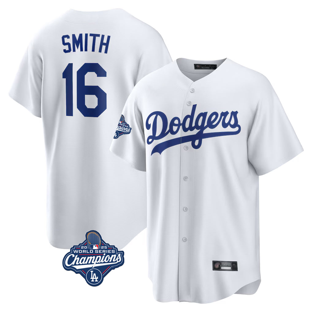 LA.Dodgers #16 Will Smith Player White World Series Meet Game Home Jdoa Stitched Jerseys