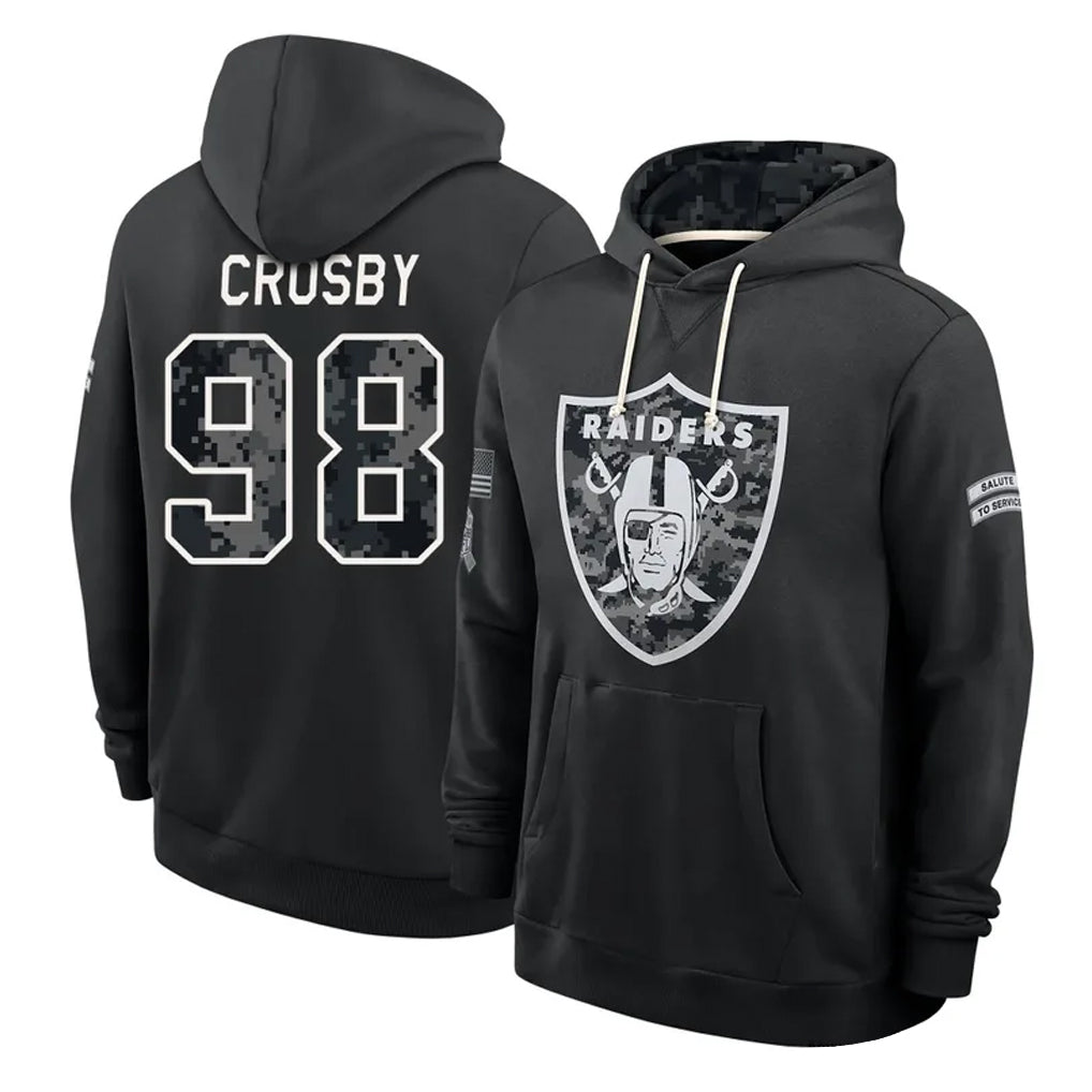 LV.Raiders #98 Maxx Crosby Player 2026 Black Logo Pullover Hoodies Limited Game Stitched Jerseys