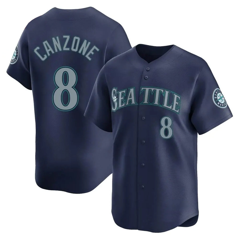 S.Mariners #8 Dominic Canzone Player Navy Home Limited Jdoa Stitched Jerseys
