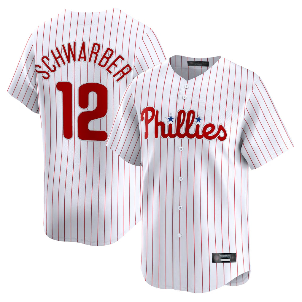 P.Phillies #12 Kyle Schwarber Player White Home Limited Jdoa Stitched Jerseys
