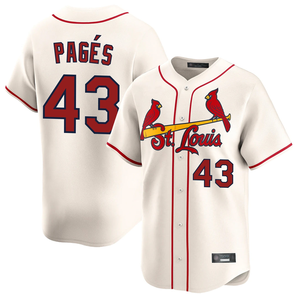 St. Louis Cardinals #43 Pedro Pages Player Cream Home Limited Jdoa Stitched Jerseys